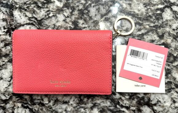 kate spade new york Handbags - KATE SPADE MARGAUX Small Key Ring Wallet Refined Grain Peach Leather MSRP$98